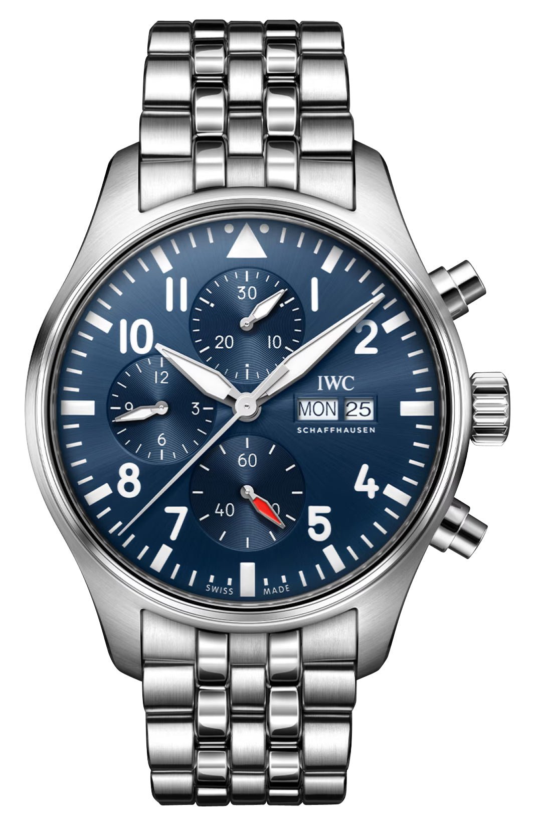 IWC Pilot's Automatic Chronograph Stainless Steel Blue Dial Day/Date Mens Watch IW378004 - WAB - Shipping Dept.