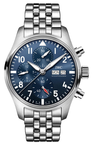 IWC Pilot's Automatic Chronograph Stainless Steel Blue Dial Day/Date Mens Watch IW388102 - WAB - Shipping Dept.