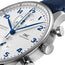 IWC Portugieser Automatic Chronograph Stainless Steel Silver - Tone Dial Blue Leather Strap Mens Watch IW371605 - WAB - Shipping Dept.