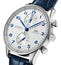 IWC Portugieser Automatic Chronograph Stainless Steel Silver - Tone Dial Blue Leather Strap Mens Watch IW371605 - WAB - Shipping Dept.