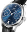 IWC Portugieser Automatic Stainless Steel Blue Dial Black Leather Strap Date Mens Watch IW500710 - WAB - Shipping Dept.