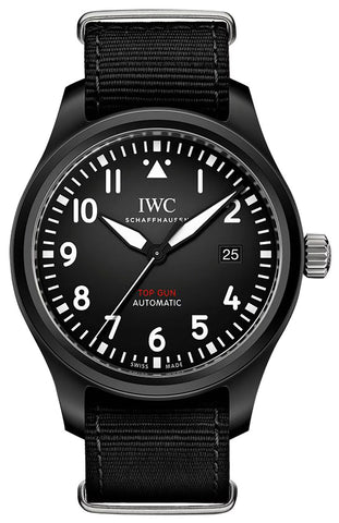 IWC Top Gun Automatic Black Ceramic Black Dial Black NATO Fabric Strap Date Mens Watch IW326906 - WAB - Shipping Dept.