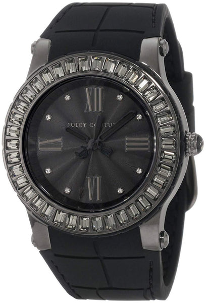 Juicy Couture HRH Ion Plated Steel Black Dial Crystal Bezel Black Silicone Women's Watch 1900885 - WAB - Shipping Dept.