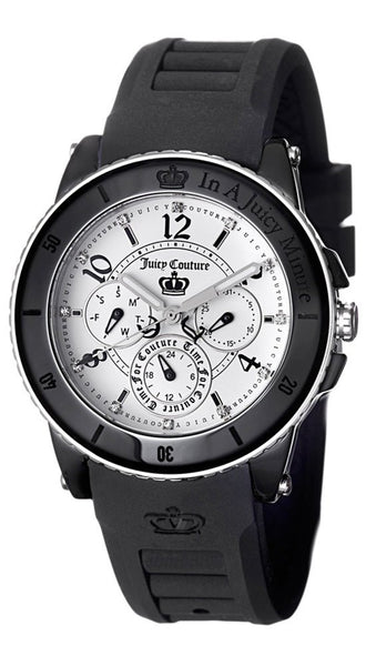 Juicy Couture Pedigree Ceramic & Steel White Dial Black Rubber Strap Women's Watch Day Date 1900756 - WAB - Shipping Dept.