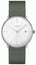 Junghans Max Bill Automatic Stainless Steel White Dial Date Green Textile Strap Mens Watch 027/4001.04 - Watches & Beyond