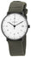 Junghans Max Bill Kleine Automatic Black PVD White Dial Date Green Textile Strap Unisex Watch 027/4005.04 - Watches & Beyond