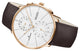 Junghans Meister fein Chronoscope MEGA Solar Chronograph Rose Gold PVD White Dial Brown Leather Strap Date Mens Watch 59/7201.00 - Watches & Beyond