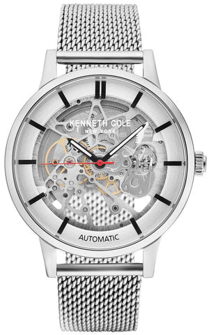 Kenneth Cole Automatic Skeleton Watch with Mesh Band KC50559010 - WAB - Shipping Dept.