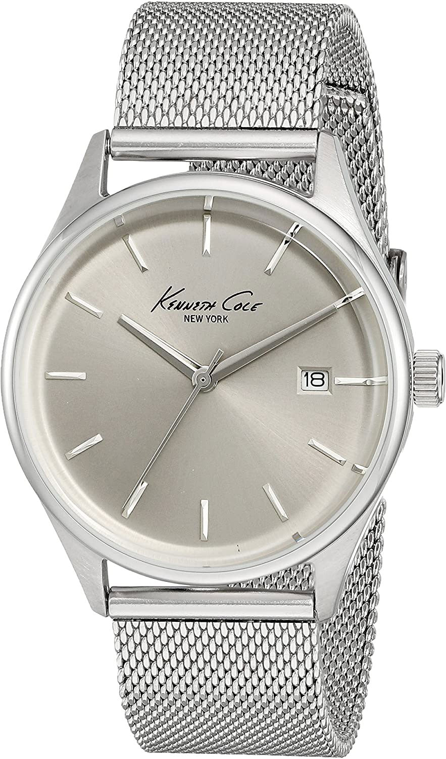 Kenneth Cole New York Silver Dial Date Stainless Steel Mesh Women's Wa