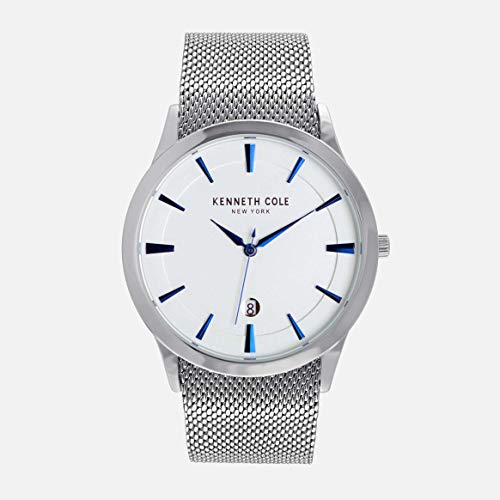 Kenneth Cole New York Stainless Steel Blue Hands Quartz Mesh Band Mens Watch - KC50490005 - WAB - Shipping Dept.