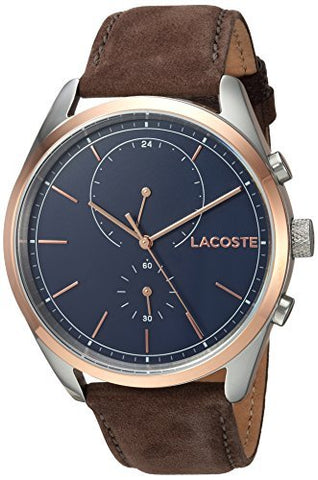 Lacoste Men's SAN Diego Stainless Steel Quartz Watch with Leather Strap, Brown, 22 (Model: 2010917) - WAB - Shipping Dept.