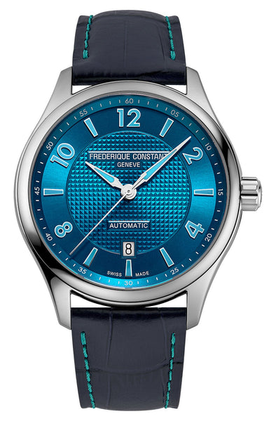 Limited Edition Frederique Constant Classics Runabout Automatic Stainless Steel Blue Dial Blue Leather Strap Date Mens Watch FC - 303RMLN5B6 - Watches & Beyond
