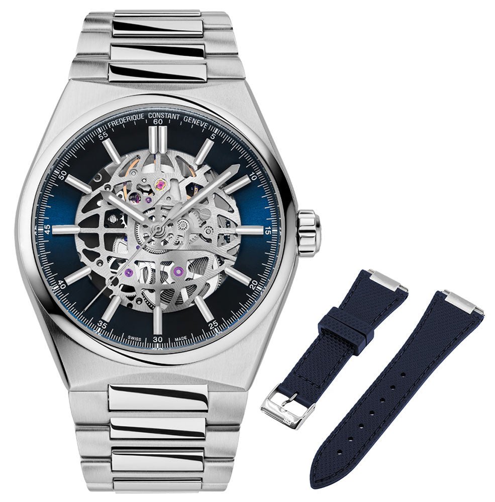 Limited Edition Frederique Constant Highlife Automatic Stainless Steel Skeleton Dial Interchangeable Blue Rubber Strap Mens Watch FC - 310NSKT4NH6B - WAB - Shipping Dept.