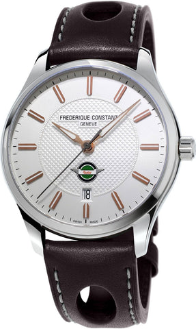 Limited Edition Frederique Constant Vintage Rally Healey Automatic Stainless Steel Silver Dial Brown Leather Strap Date Mens Watch FC - 303HV5B6 - Watches & Beyond