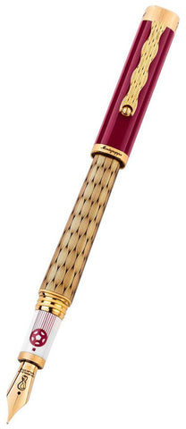 Limited Edition Montegrappa Al Tarikh Yuktab Extra Fine Nib Maroon/Yellow Gold Fountain Pen ISZ4F1IY_Q - WAB - Shipping Dept.