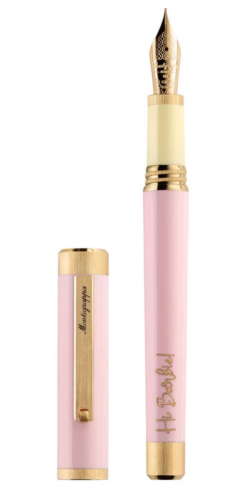 Limited Edition Montegrappa Barbie The Movie Icon Broad Nib Pink/Yellow Gold Fountain Pen ISZEB5AS_1 - WAB - Shipping Dept.