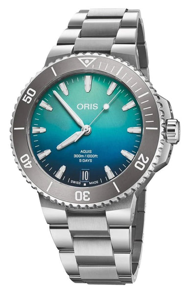 Limited Edition Oris Aquis Great Barrier Reef IV Automatic Stainless Steel Blue Dial Date Divers Mens Watch 400 7790 4185-Set - Watches & Beyond