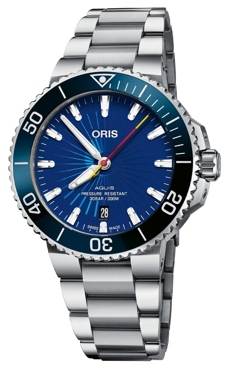 Limited Edition Oris Aquis Sun Wukong Automatic Stainless Steel Blue Dial Date Divers Mens Watch 733 7766 4185 - Set - WAB - Shipping Dept.