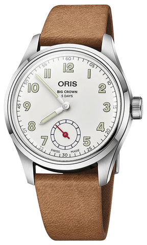 Limited Edition Oris Big Crown Wings Of Hope Automatic Stainless Steel White Dial Beige Leather Strap Mens Watch 401 7781 4081 - Set - WAB - Shipping Dept.