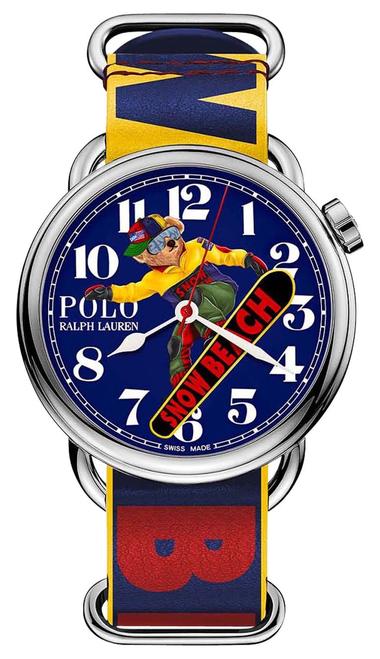 Limited Edition Polo Ralph Lauren x The Rake Snow Beach Bear Automatic Stainless Steel Blue Dial Leather NATO Strap Mens Watch - Watches & Beyond