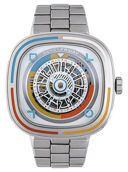 Limited Edition SEVENFRIDAY T - Series Bauhaus Inspired Automatic Stainless Steel White Skeleton Dial Mens Watch T1/08 - WAB - Shipping Dept.