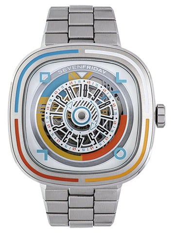 Limited Edition SEVENFRIDAY T - Series Bauhaus Inspired Automatic Stainless Steel White Skeleton Dial Mens Watch T1/08 - WAB - Shipping Dept.