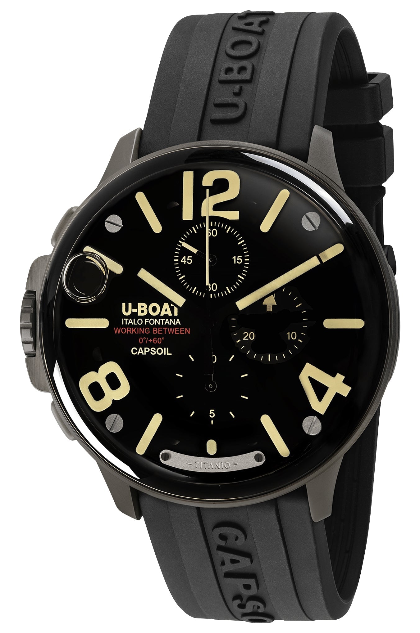 Limited Edition U - Boat Capsoil Titanio Chronograph Titanium Black Dial Black Rubber Strap Swiss Electro - mechanical Mens Watch 8897 - WAB - Shipping Dept.