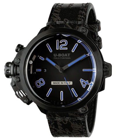 Limited Edition U - Boat Capsule Automatic Black PVD Black Dial Black Leather Strap Date Mens Watch 8806 - WAB - Shipping Dept.