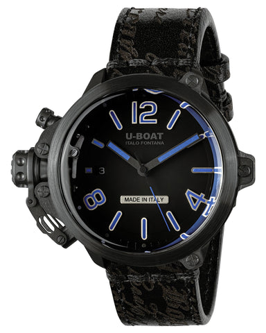Limited Edition U - Boat Capsule Automatic Black PVD Black Dial Black Leather Strap Date Mens Watch 8808 - Watches & Beyond