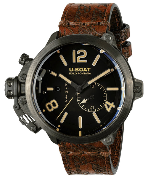 Limited Edition U - Boat Capsule Automatic Titanium Black Dial Brown Leather Strap Date Mens Watch 8805 - Watches & Beyond
