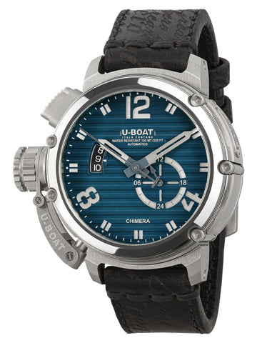 Limited Edition U - Boat Chimera Blu Automatic Stainless Steel Blue Dial Black Leather Strap Date Mens Watch 9602 - Watches & Beyond