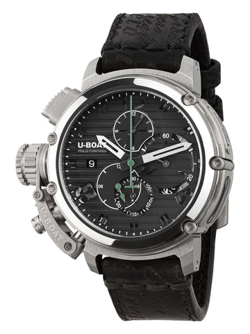 Limited Edition U - Boat Chimera Nero Automatic Chronograph Black Dial Black Leather Date Mens Watch 9592 - Watches & Beyond