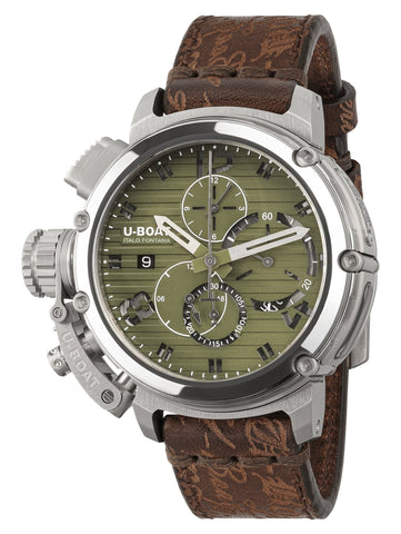 Limited Edition U - Boat Chimera Verde Automatic Chronograph Green Dial Brown Leather Date Mens Watch 9591 - Watches & Beyond