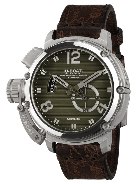 Limited Edition U - Boat Chimera Verde Automatic Stainless Steel Green Dial Brown Leather Strap Date Mens Watch 9604 - Watches & Beyond