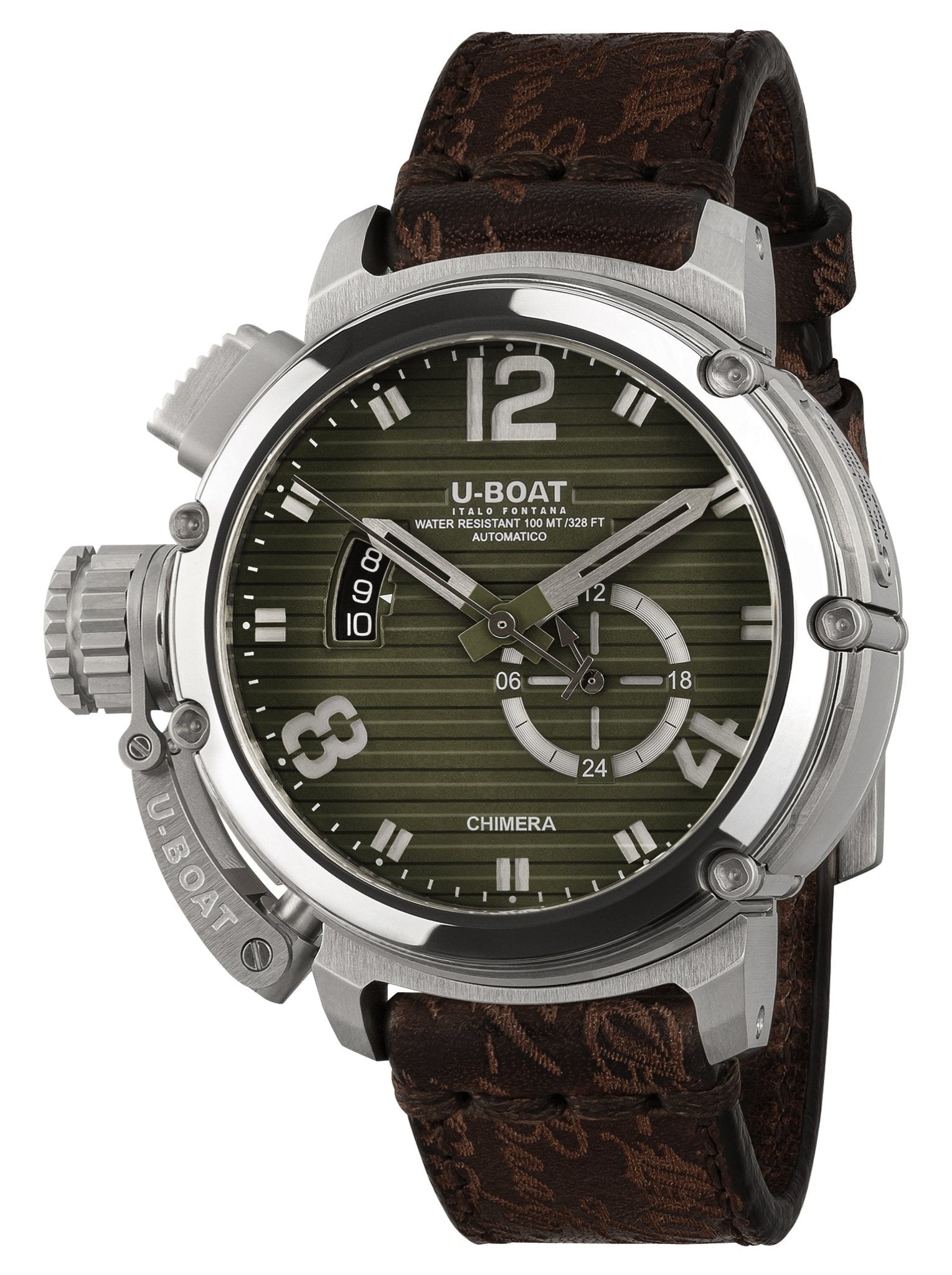 Limited Edition U - Boat Chimera Verde Automatic Stainless Steel Green Dial Brown Leather Strap Date Mens Watch 9604 - WAB - Shipping Dept.