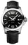 Longines Conquest Automatic Stainless Steel Black Dial Black Leather Strap Date Divers Mens Watch L3.778.4.58.3 - WAB - Shipping Dept.