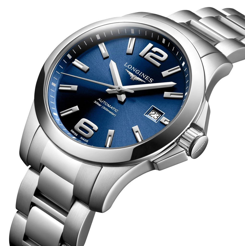 Longines Conquest Automatic Stainless Steel Blue Dial Date Divers Mens