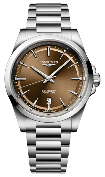 Longines Conquest Automatic Stainless Steel Brown Dial Date Mens Watch L3.830.4.62.6 - Watches & Beyond