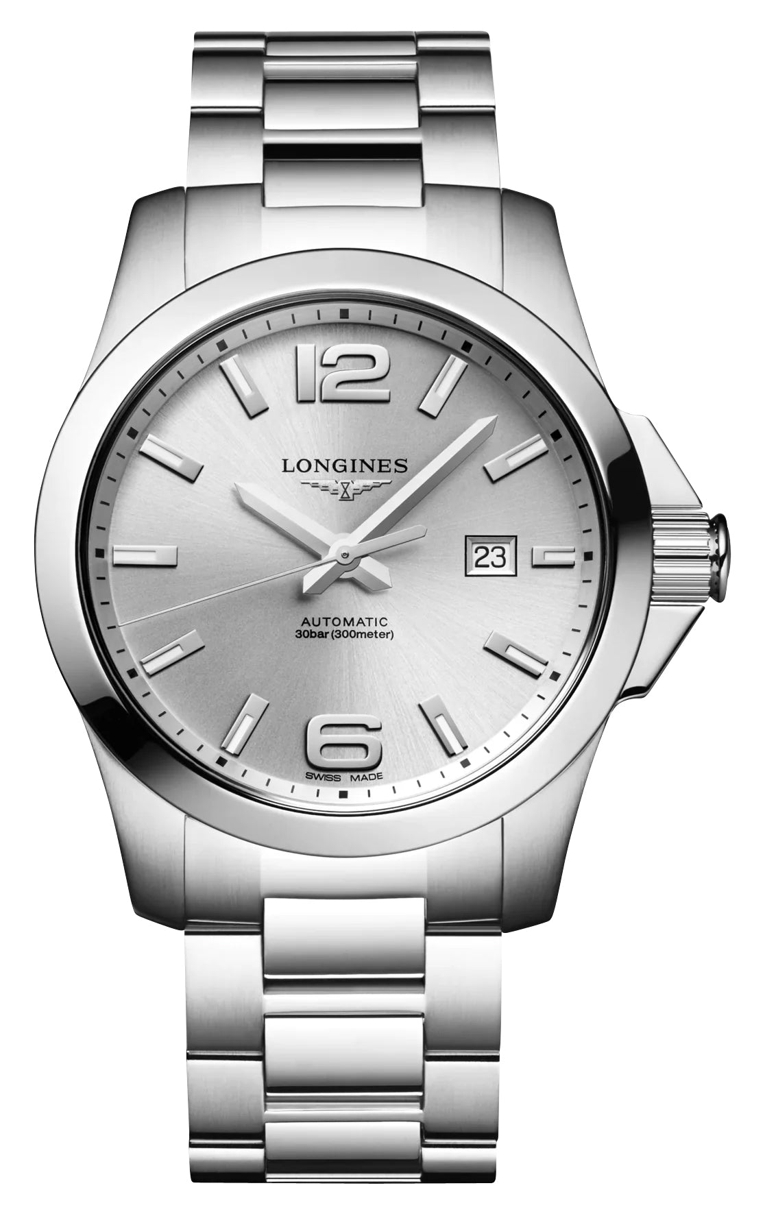 Longines Conquest Automatic Stainless Steel Silver Dial Date Divers Mens Watch L3.778.4.76.6 - WAB - Shipping Dept.