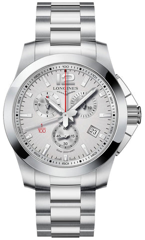 Longines Conquest Chronograph Stainless Steel Silver - Tone Dial Date Quartz Divers Mens Watch L3.800.4.76.6 - WAB - Shipping Dept.