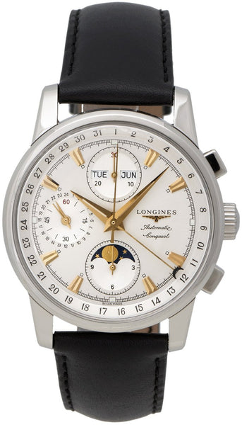 Longines Conquest Heritage Automatic Chronograph Moonphase Silver Dial Day - Date - Month Mens Watch L1.642.4.77.2 - WAB - Shipping Dept.