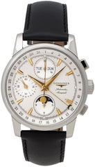Longines Conquest Heritage Automatic Chronograph Moonphase Silver Dial