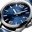 Longines Conquest Stainless Steel Blue Dial Blue Leather Strap Date Divers Quartz Mens Watch L3.759.4.96.0 - Watches & Beyond