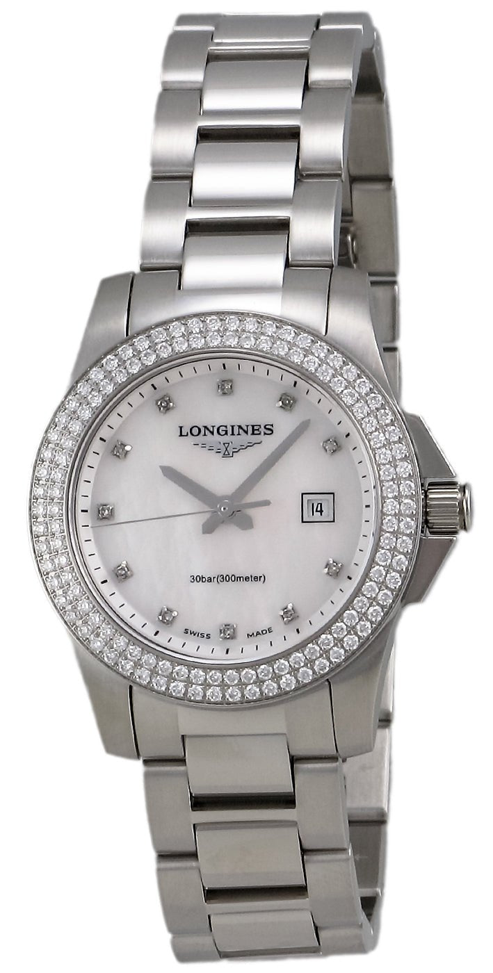 Longines Conquest Steel & Diamond Womens Watch Calendar MOP Dial L3.258.0.87.6 - WAB - Shipping Dept.