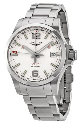 Longines Conquest V.H.P. GMT Stainless Steel Silver Dial Date Quartz Mens Watch L3.718.4.76.6 - WAB - Shipping Dept.