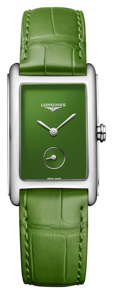 Longines DolceVita Monochrome Stainless Steel Green Dial Green Leather Strap Quartz Womens Watch L5.512.4.60.2 - Watches & Beyond