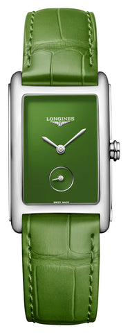Longines DolceVita Monochrome Stainless Steel Green Dial Green Leather Strap Quartz Womens Watch L5.512.4.60.2 - Watches & Beyond