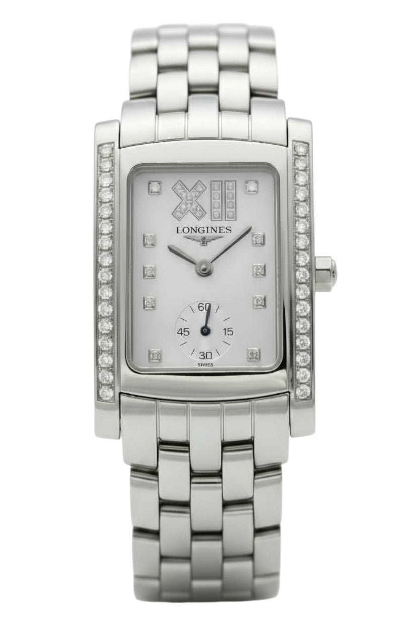 Longines DolceVita Stainless Steel Mother - Of - Pearl Dial Diamonds Quartz Womens Watch L5.502.0.05.6 - Watches & Beyond