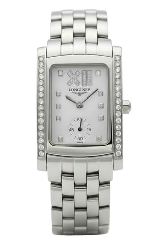 Longines DolceVita Stainless Steel Mother - Of - Pearl Dial Diamonds Quartz Womens Watch L5.502.0.05.6 - Watches & Beyond