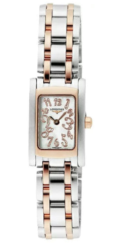 Longines DolceVita Stainless Steel & Rose Gold Mother - Of - Pearl Dial Rectangle Quartz Womens Watch L5.158.5.97.7 - WAB - Shipping Dept.